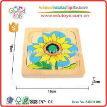 Nuevo preescolar del girasol del producto de la venta del diseño caliente rompecabezas tamaño 17.5 * 17.5 * 2 cm Los cabritos educativos de madera del OEM rompecabezas MDD-1106